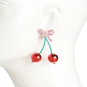 Betsey Johnson Disco Cherries Bow Earrings